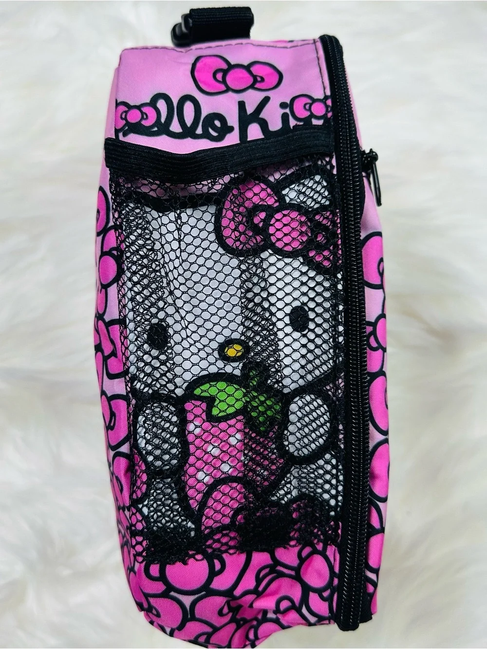 Hello Kitty Pink White Kids Lunch Bag with Strawberry Graphic